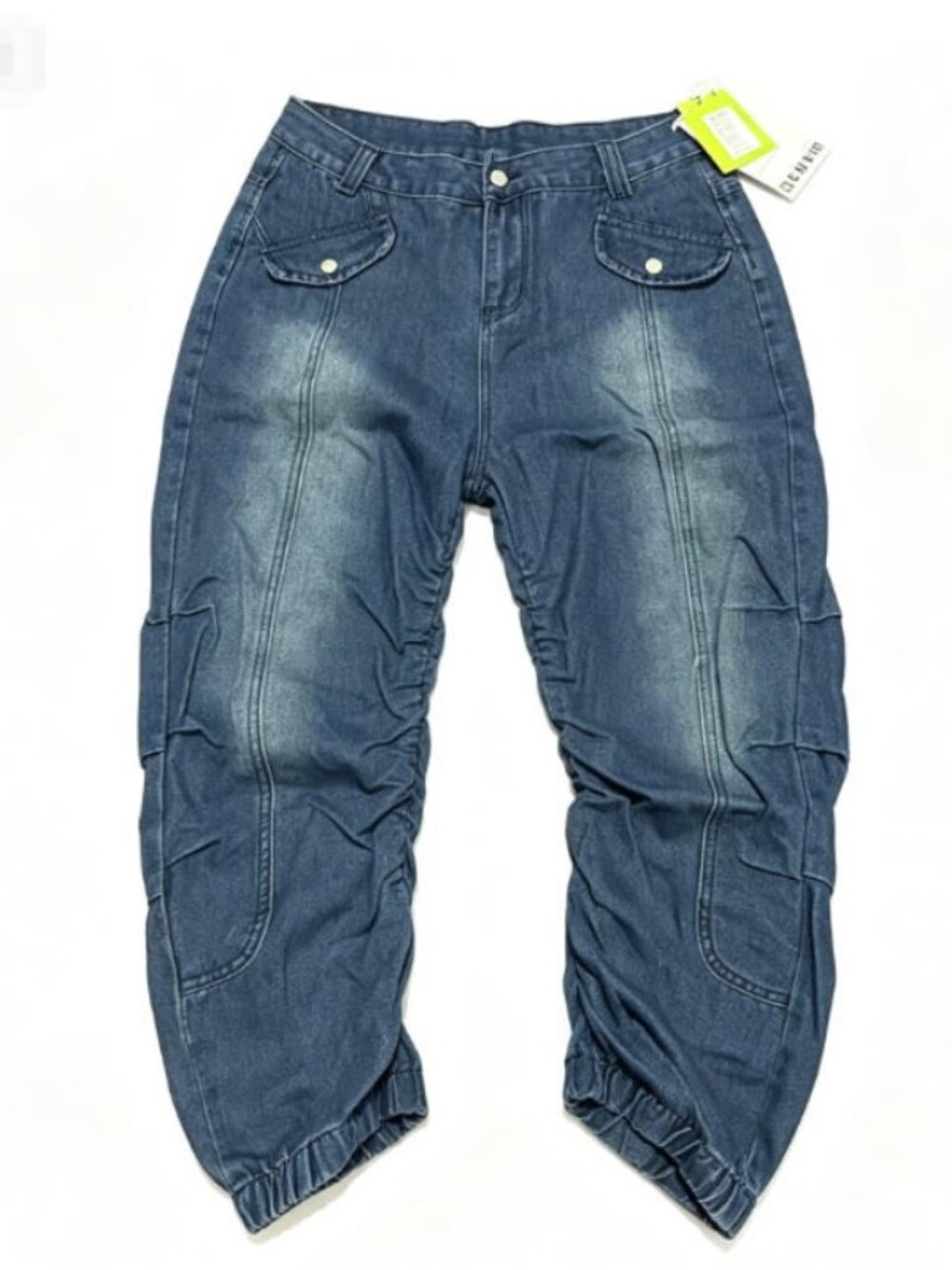 Casual Women Vintage Cargo Jeans High Waist Loose Fit Denim Pants for Daily Wear